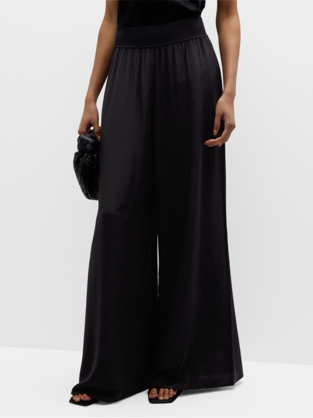 Joseph Hulin High-Rise Wide-Leg 100% Silk Pants Black